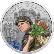 Canada 10 Dollars 75th Anniversary of Netherlands liberation 2020 CANADA 10 DOLLARS 1945 2020 coin reverse Canada 10 Dollars 75th Anniversary of Netherlands liberation 2020 CANADA 10 DOLLARS 1945 2020 coin reverse