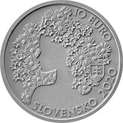 Slovakia 10 Euro 200th anniversary of the birth of Andrej Sladkovich 2020 SLOVENSKO 2020 10 EURO coin obverse Slovakia 10 Euro 200th anniversary of the birth of Andrej Sladkovich 2020 SLOVENSKO 2020 10 EURO coin obverse