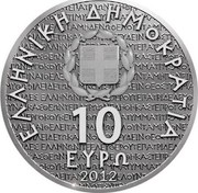 Greece 10 Euro Aeschylus 2012 Proof KM# 247 ΕΛΛΗΝΙΚΗ ΔΗΜΟΚΡΑΤΙΑ 10 ΕΥΡΩ 2012 coin obverse
