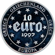 Greece 10 Euro Griechenland 1997 UNC GREECE CRIECHENLAND GRECE EUROPA 10 EURO 1997 coin obverse