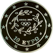 Greece 10 Euro Summer Olympics 2004 in Athens - Discus throwing 2004 Proof KM# 191 ΑΘΗΝΑ 2004 10 ΕΥΡΩ coin obverse Greece 10 Euro Summer Olympics 2004 in Athens - Discus throwing 2004 Proof KM# 191 ΑΘΗΝΑ 2004 10 ΕΥΡΩ coin obverse