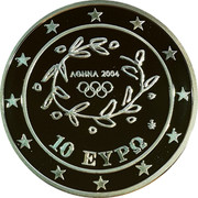 Greece 10 Euro Summer Olympics 2004 in Athens - Swimming (2003) Proof KM# 200 ΑΘΗΝΑ 2004 10 ΕΥΡΩ coin obverse Greece 10 Euro Summer Olympics 2004 in Athens - Swimming (2003) Proof KM# 200 ΑΘΗΝΑ 2004 10 ΕΥΡΩ coin obverse