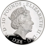 UK 10 Pounds Queen's Beasts - White Lion of Mortimer 2020 10 POUNDS ELIZABETH II D G REG F D coin obverse UK 10 Pounds Queen's Beasts - White Lion of Mortimer 2020 10 POUNDS ELIZABETH II D G REG F D coin obverse