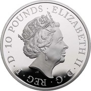 UK 10 Pounds Year of the Rat 2020 Proof ELIZABETH II∙D∙G∙REG∙F∙D∙10 POUNDS∙ coin obverse UK 10 Pounds Year of the Rat 2020 Proof ELIZABETH II∙D∙G∙REG∙F∙D∙10 POUNDS∙ coin obverse