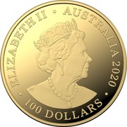 Australia 100 Dollars 6th Portrait - Spinner Dolphin 2020 BU ELIZABETH II AUSTRALIA 2020 JC 100 DOLLARS coin obverse Australia 100 Dollars 6th Portrait - Spinner Dolphin 2020 BU ELIZABETH II AUSTRALIA 2020 JC 100 DOLLARS coin obverse