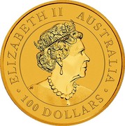 Australia 100 Dollars Australian Emu 2019 ELIZABETH II AUSTRALIA • 100 DOLLARS • coin obverse Australia 100 Dollars Australian Emu 2019 ELIZABETH II AUSTRALIA • 100 DOLLARS • coin obverse