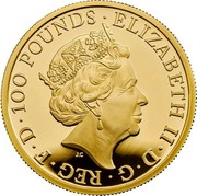UK 100 Pounds Year of the Pig 2019 ELIZABETH II∙D∙G∙REG∙F∙D∙100 POUNDS∙ coin obverse UK 100 Pounds Year of the Pig 2019 ELIZABETH II∙D∙G∙REG∙F∙D∙100 POUNDS∙ coin obverse