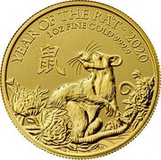 UK 100 Pounds Year of the Rat 2020 BU YEAR OF THE RAT 2020 1 OZ FINE GOLD 999.9 PJL coin reverse UK 100 Pounds Year of the Rat 2020 BU YEAR OF THE RAT 2020 1 OZ FINE GOLD 999.9 PJL coin reverse