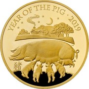 UK 1000 Pounds Year of the Pig 2019 Proof YEAR OF THE PIG 2019 coin reverse