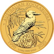 Australia 15 Dollars 6th Portrait - Kookaburra - 30th Anniversary 2020 1990 1/10 OZ 9999 GOLD 2020 AUSTRALIAN KOOKABURRA P coin reverse Australia 15 Dollars 6th Portrait - Kookaburra - 30th Anniversary 2020 1990 1/10 OZ 9999 GOLD 2020 AUSTRALIAN KOOKABURRA P coin reverse