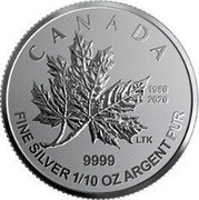 Canada 2 Dollars 40th anniversary of the "O Canada" 2020 CANADA FINE SILVER 1/10 OZ ARGENT PURE 9999 1980 2020 coin reverse Canada 2 Dollars 40th anniversary of the "O Canada" 2020 CANADA FINE SILVER 1/10 OZ ARGENT PURE 9999 1980 2020 coin reverse