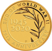 Australia 2 Dollars End of World War II 75th Anniversary 2020 P END OF WORLD WAR II 75TH ANNIVERSARY 1945 2020 coin reverse Australia 2 Dollars End of World War II 75th Anniversary 2020 P END OF WORLD WAR II 75TH ANNIVERSARY 1945 2020 coin reverse