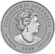 Australia 2 Dollars Kookaburra with Baby 2020 P ELIZABETH II AUSTRALIA 2 OZ 9999 AG 2020 2 DOLLARS coin obverse Australia 2 Dollars Kookaburra with Baby 2020 P ELIZABETH II AUSTRALIA 2 OZ 9999 AG 2020 2 DOLLARS coin obverse