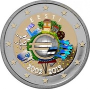Estonia 2 Euro 10 Years of Euro Banknotes and Coins (Coloured) 2012 2 EURO LL coin obverse