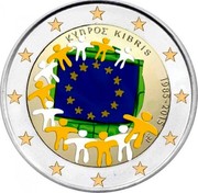 Cyprus 2 Euro 30th Anniversary of the Flag of Europe (Coloured) 2015 2 EURO LL coin obverse