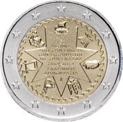 Greece 2 Euro 50th Anniversary of the Union of the Ionian Islands with Greece 2014 KM# 260 150 ΧΡΟΝΙΑ ΑΠΟ ΤΗΝ ΕΝΩΣΗ ΤΩΝ ΕΠΤΑΝΗΣΩΝ ΜΕ ΤΗΝ ΕΛΛΑΔΑ 1864-2014 ΕΛΛΗΝΙΚΗ ΔΗΜΟΚΡΑΤΙΑ coin obverse Greece 2 Euro 50th Anniversary of the Union of the Ionian Islands with Greece 2014 KM# 260 150 ΧΡΟΝΙΑ ΑΠΟ ΤΗΝ ΕΝΩΣΗ ΤΩΝ ΕΠΤΑΝΗΣΩΝ ΜΕ ΤΗΝ ΕΛΛΑΔΑ 1864-2014 ΕΛΛΗΝΙΚΗ ΔΗΜΟΚΡΑΤΙΑ coin obverse