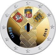 Estonia 2 Euro Centenary of the Foundation of the Independent Baltic States (Coloured) 2018 EESTI 2018 100 coin reverse