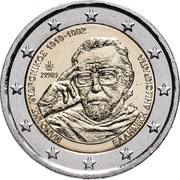 Greece 2 Euro (Manolis Andronikos) ΜΑΝΟΛΗΣ ΑΝΔΡΟΝΙΚΟΣ 1919-1992 2019 ΕΛΛΗΝΙΚΗ ΔΗΜΟΚΡΑΤΙΑ coin obverse