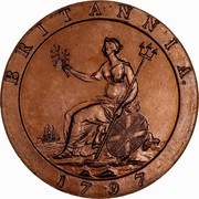 Australia 2 Pence (Proclamation coin - British Penny) BRITANNIA 1797 coin reverse