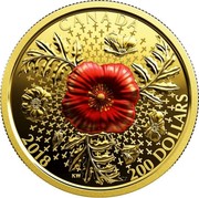 Canada 200 Dollars Armistice Poppy 2018 CANADA 2018 200 DOLLARS coin reverse Canada 200 Dollars Armistice Poppy 2018 CANADA 2018 200 DOLLARS coin reverse
