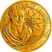 Greece 200 Euro Philosophers - Demokritos 2016 Proof KM# 288 ΕΛΛΗΝΙΚΗ ΔΗΜΟΚΡΑΤΙΑ 200 ΕΥΡΩ coin obverse Greece 200 Euro Philosophers - Demokritos 2016 Proof KM# 288 ΕΛΛΗΝΙΚΗ ΔΗΜΟΚΡΑΤΙΑ 200 ΕΥΡΩ coin obverse