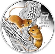 Australia 25 Cents 6th Portrait - Year of the Mouse (coloured) 2020 P UNC Coloured 鼠 MOUSE 2020 IJ P coin reverse Australia 25 Cents 6th Portrait - Year of the Mouse (coloured) 2020 P UNC Coloured 鼠 MOUSE 2020 IJ P coin reverse
