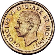 Canada 25 Cents George VI Trial Strike Thick planchet 1937 KM# TS8 GEORGIVS VI D:G:REX ET IND:IMP: coin obverse Canada 25 Cents George VI Trial Strike Thick planchet 1937 KM# TS8 GEORGIVS VI D:G:REX ET IND:IMP: coin obverse