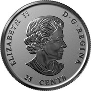 Canada 25 Cents Heraldic Emblems of Canada - British Columbia 2018 ELIZABETH II D∙G∙REGINA 25 CENTS coin obverse Canada 25 Cents Heraldic Emblems of Canada - British Columbia 2018 ELIZABETH II D∙G∙REGINA 25 CENTS coin obverse