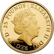 UK 25 Pounds Year of the Rat 2020 ELIZABETH II D G REG F D 25 POUNDS coin obverse UK 25 Pounds Year of the Rat 2020 ELIZABETH II D G REG F D 25 POUNDS coin obverse