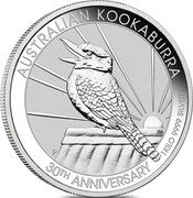 Australia 30 Dollars 30th Anniversary of the Kookaburra 2020 AUSTRALIAN KOOKABURRA 30TH ANNIVERSARY 1 KILO 9999 SILVER coin reverse Australia 30 Dollars 30th Anniversary of the Kookaburra 2020 AUSTRALIAN KOOKABURRA 30TH ANNIVERSARY 1 KILO 9999 SILVER coin reverse