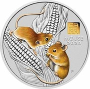 Australia 30 Dollars 6th Portrait - Year of the Mouse (coloured) 2020 P 鼠 MOUSE 2020 IJ P coin reverse Australia 30 Dollars 6th Portrait - Year of the Mouse (coloured) 2020 P 鼠 MOUSE 2020 IJ P coin reverse