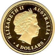 Australia 4 Dollars Prospectors camp 2003 P Proof ELIZABETH II AUSTRALIA 4 DOLLARS coin obverse Australia 4 Dollars Prospectors camp 2003 P Proof ELIZABETH II AUSTRALIA 4 DOLLARS coin obverse