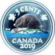 Canada 5 Cents Beaver. Coloured 2019 Proof 5 CENTS KG CANADA 2018 coin reverse Canada 5 Cents Beaver. Coloured 2019 Proof 5 CENTS KG CANADA 2018 coin reverse