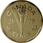 Canada 5 Cents The Victory Nickel 2020 CANADA 20 20 V CENTS coin reverse Canada 5 Cents The Victory Nickel 2020 CANADA 20 20 V CENTS coin reverse