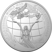 Australia 5 Dollars 75th Anniversary of the End of WWII 2020 Proof 75TH ANNIVERSARY END OF THE SECOND WORLD WAR 1 OZ 999 AG 1945 2020 coin reverse Australia 5 Dollars 75th Anniversary of the End of WWII 2020 Proof 75TH ANNIVERSARY END OF THE SECOND WORLD WAR 1 OZ 999 AG 1945 2020 coin reverse