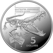 Australia 5 Dollars Saltwater Crocodile 2020 SALTWATER CROCODILE CROCODYLUS POROSUS 5 DOLLARS coin reverse Australia 5 Dollars Saltwater Crocodile 2020 SALTWATER CROCODILE CROCODYLUS POROSUS 5 DOLLARS coin reverse