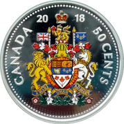 Canada 50 Cents Canada's Coat of Arms (Colored) 2018  CANADA 2018 50 CENTS coin reverse Canada 50 Cents Canada's Coat of Arms (Colored) 2018  CANADA 2018 50 CENTS coin reverse