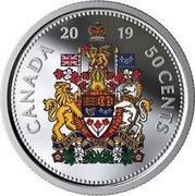 Canada 50 Cents Coat of Arms Coloured 2019 CANADA 2019 50 CENTS A MARI USQUE ADMARE coin reverse Canada 50 Cents Coat of Arms Coloured 2019 CANADA 2019 50 CENTS A MARI USQUE ADMARE coin reverse