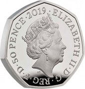 UK 50 Pence 20th anniversary of the literary monster The Gruffalo (Colored) 2019 Proof ELIZABETH II ∙ D ∙ G ∙ REG ∙ F ∙ D ∙ 50 PENCE ∙ 2019 J.C coin obverse