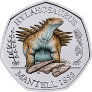 UK 50 Pence Hylaeosaurus (Colored) 2020 HYLAEOSAURUS RN MANTELL 1833 coin reverse UK 50 Pence Hylaeosaurus (Colored) 2020 HYLAEOSAURUS RN MANTELL 1833 coin reverse