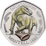UK 50 Pence Iguanodon (Colored) 2020 BU IGUANODON RN MANTELL 1825 coin reverse UK 50 Pence Iguanodon (Colored) 2020 BU IGUANODON RN MANTELL 1825 coin reverse