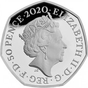 UK 50 Pence United Kingdom (Great Britain) 2020 2020 Proof ELIZABETH II D G REG F D 50 PENCE 2020 J.C coin obverse UK 50 Pence United Kingdom (Great Britain) 2020 2020 Proof ELIZABETH II D G REG F D 50 PENCE 2020 J.C coin obverse