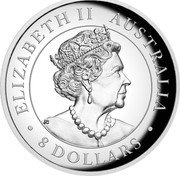 Australia 8 Dollars Kookaburra 2019 ELIZABETH II AUSTRALIA 8 DOLLARS coin obverse Australia 8 Dollars Kookaburra 2019 ELIZABETH II AUSTRALIA 8 DOLLARS coin obverse