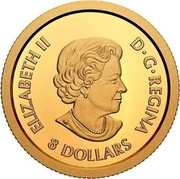 Canada 8 Dollars Lucky Flower Dragon 2020 ELIZABETH II D•G•REGINA 8 DOLLARS coin obverse