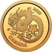 Canada 8 Dollars Lucky Flower Dragon 2020 CANADA 2020 coin reverse