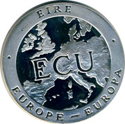 Ireland ECU Irish harp 1992 PM Proof X# 25 EIRE EUROPE - EUROPA coin obverse Ireland ECU Irish harp 1992 PM Proof X# 25 EIRE EUROPE - EUROPA coin obverse