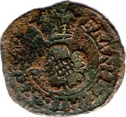 UK Farthing (Charles I Rose Farthing mule of types 3 and 4) KM# 176 FRAN ET HIB REX coin reverse UK Farthing (Charles I Rose Farthing mule of types 3 and 4) KM# 176 FRAN ET HIB REX coin reverse
