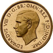 UK Half Penny Edward VIII Pattern 1937 KM# Pn123 EDWARDVS VIII D : G : BR : OMN : REX F : D : IND : IMP . HP coin obverse UK Half Penny Edward VIII Pattern 1937 KM# Pn123 EDWARDVS VIII D : G : BR : OMN : REX F : D : IND : IMP . HP coin obverse