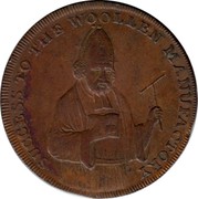 UK Halfpenny Shropshire - Shrewsbury Bishop Blaze 1793  SUCCESS TO THE WOOLLEN MANUFACTORY coin reverse