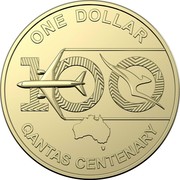 Australia One Dollar QANTAS Centenary 2020 ONE DOLLAR QANTAS CENTENARY coin reverse Australia One Dollar QANTAS Centenary 2020 ONE DOLLAR QANTAS CENTENARY coin reverse